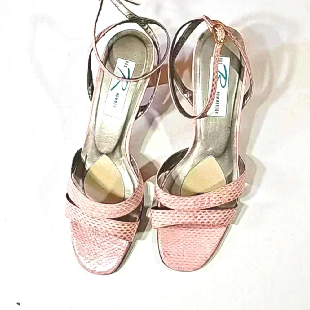 Ros Hommerson ankle strappy leather sandals sz 11.5 color light pink sna…